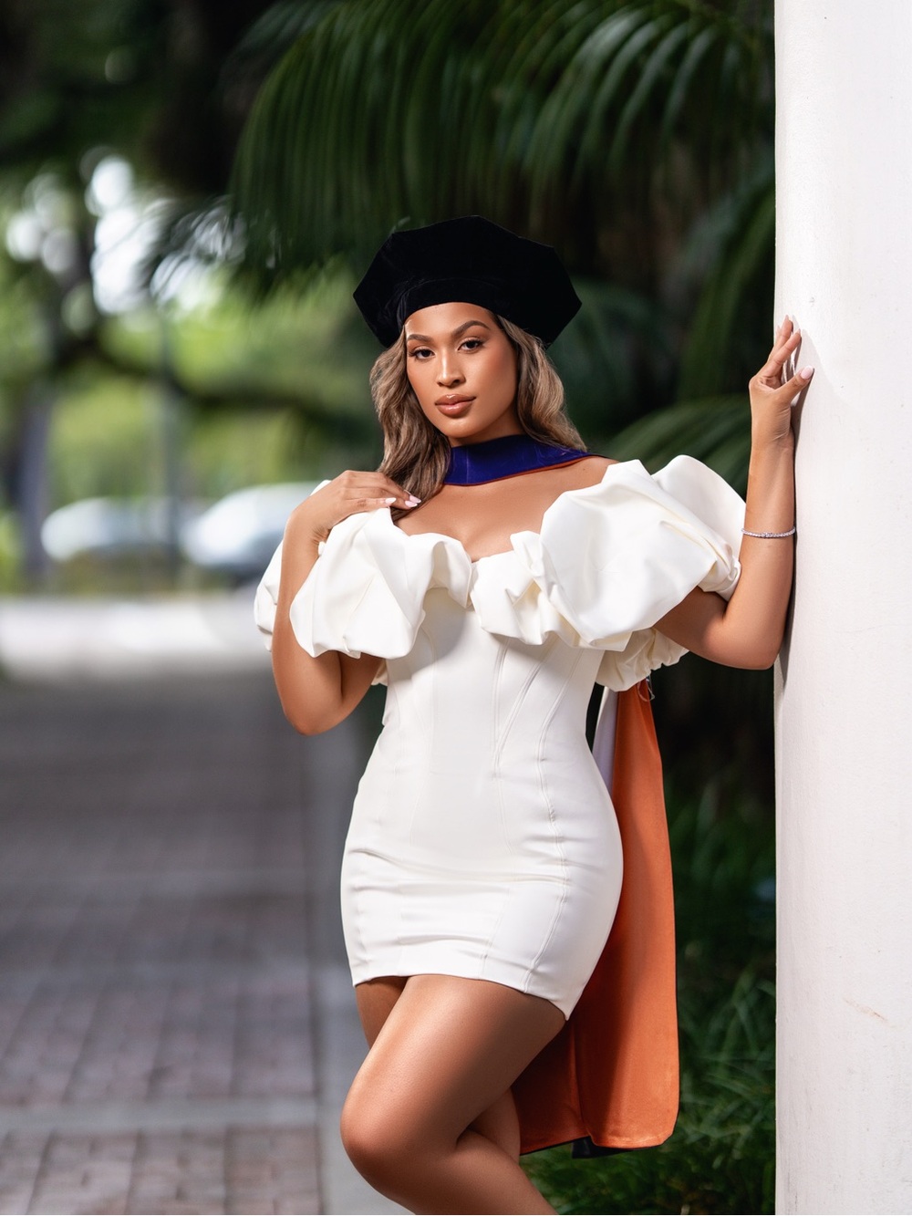 House of CB White Off-Shoulder Puff-Sleeve Mini Dress
